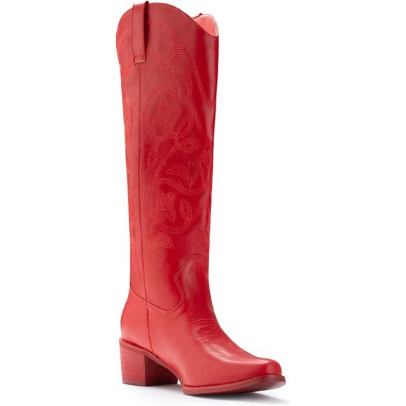 Iuv Cowboy Cowgirl Boote Women Red Faux Leather Not Water Resistant - Picture 2 of 7